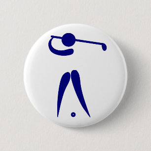 Badge Rond 5 Cm Joueur de golf bleu blanc Sports, ajoutez du texte