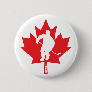 Badge Rond 5 Cm Joueur de hockey Canada Joueur de Maple Leaf Flare