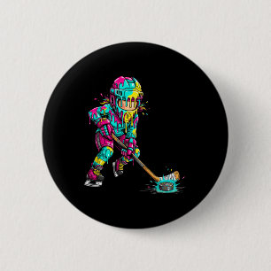 Badge Rond 5 Cm Joueur de hockey coloré glace crème goutte à goutt