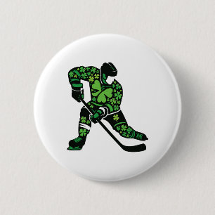 Badge Rond 5 Cm Joueur de hockey de la Saint-Patrick - Esprit Sham