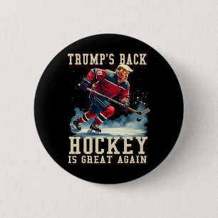 Badge Rond 5 Cm Joueur de hockey drôle Trump Cool Vintage Hockey s