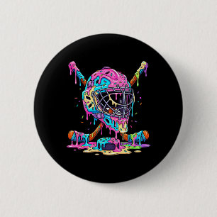 Badge Rond 5 Cm Joueur de hockey garçons enfants hockey sur glace