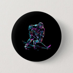 Badge Rond 5 Cm Joueur de hockey Performance de hockey sur glace
