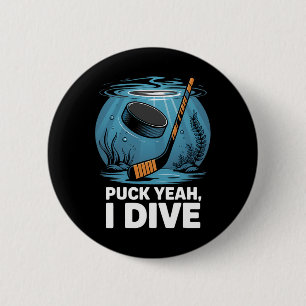 Badge Rond 5 Cm Joueur de hockey subaquatique Puck Ouais Plongée S