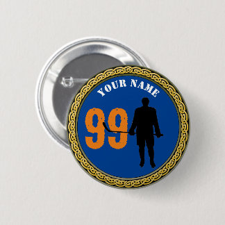 Badge Rond 5 Cm Joueur de hockey sur bouton - Ajouter nom et numér