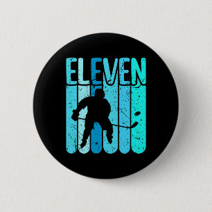Badge Rond 5 Cm Joueur de hockey sur glace 11e anniversaire Garçon