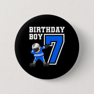 Badge Rond 5 Cm Joueur de hockey sur glace de 7 ans 7e anniversair