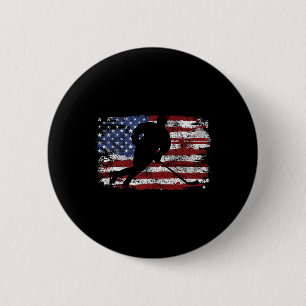 Badge Rond 5 Cm Joueur de hockey sur glace Drapeau américain Usa 4