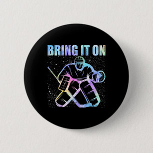 Badge Rond 5 Cm Joueur de hockey sur glace Gardien de but de hocke