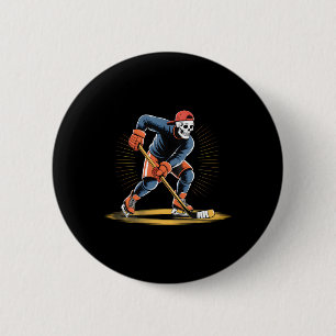 Badge Rond 5 Cm Joueur de hockey sur glace squelette conception de