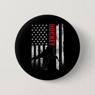 Badge Rond 5 Cm Joueur de hockey sur glace vintage Drapeau américa