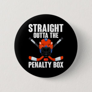 Badge Rond 5 Cm Joueur de hockey tout droit sorti du banc des péna