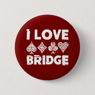 Badge Rond 5 Cm Joueur de jeu de cartes de bridge que j'aime