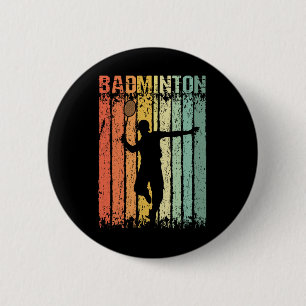 Badge Rond 5 Cm Joueur de navette Vintage rétro Badminton