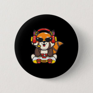 Badge Rond 5 Cm Joueur de Panda Rouge Drôle Amoureux des Pandas Ro