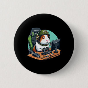 Badge Rond 5 Cm Joueur de porc de Guinée mignonne Jouer jeu vidéo