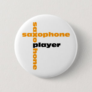 Badge Rond 5 Cm Joueur de saxophone
