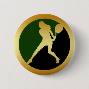 BADGE ROND 5 CM JOUEUR DE TENNIS FÉMININ