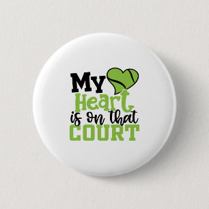 Badge Rond 5 Cm Joueur de tennis   Mon Coeur Est Sur Cette Cour