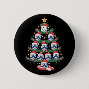 Badge Rond 5 Cm Joueur de volley-ball Lumières Sapin de Noël Sport