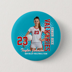 Badge Rond 5 Cm Joueur de volley-ball senior Photo personnalisée É