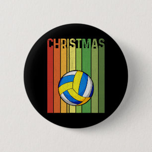 Badge Rond 5 Cm Joueur de volleyball rétro Noël Match de groupe mi