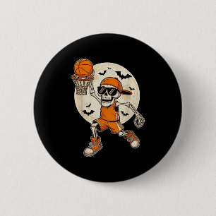 Badge Rond 5 Cm Joueur d'Halloween de squelette de dessin drôle