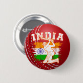 Badge Rond 5 Cm Joueur indien de cricket Ball Personnaliser rouge (Devant & derrière)