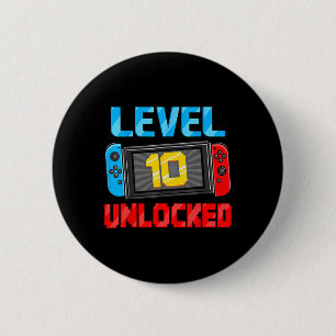 Badge Rond 5 Cm Joueur Niveau 10 Débloqué Cadeau d'anniversaire 10