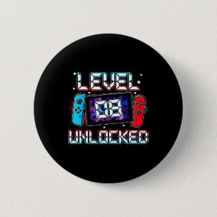 Badge Rond 5 Cm Joueur Niveau 8 Débloqué Cadeau d'anniversaire 8 a