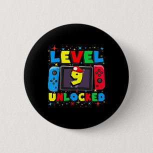 Badge Rond 5 Cm Joueur Niveau 9 Débloqué Cadeau d'anniversaire 9 a