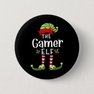 Badge Rond 5 Cm Joueur Noël Elf Correspondant Pyjama X-mas Party