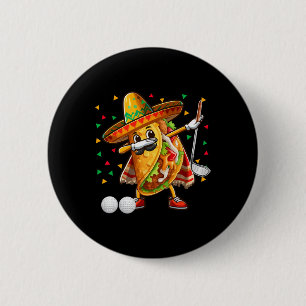Badge Rond 5 Cm Joueur Taco Dabbing jouant au golf Cinco De Mayo M