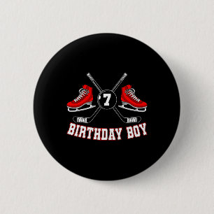 Badge Rond 5 Cm Joueurs de hockey sur glace garçon d'anniversaire