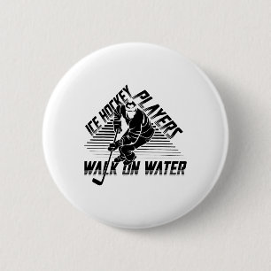 Badge Rond 5 Cm Joueurs de hockey sur glace marchent sur l'eau Drô