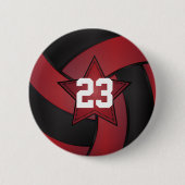 Badge Rond 5 Cm Joueurs étoiles de volley-ball noir et rouge foncé (Devant)