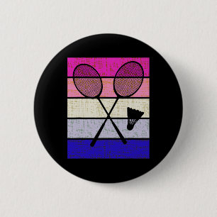 Badge Rond 5 Cm Joueuse Badminton Navette Filles Enfants Femmes Je