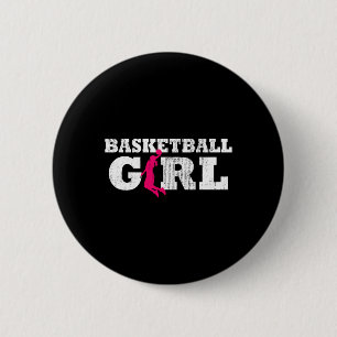 Badge Rond 5 Cm Joueuse de basket-ball Silhouette Sport Cadeau
