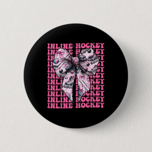 Badge Rond 5 Cm Joueuse de hockey en ligne fille coquette noeud ro