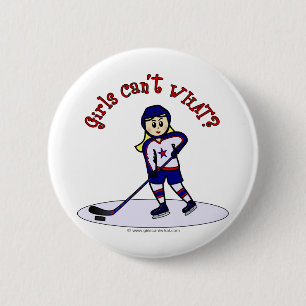 Badge Rond 5 Cm Joueuse de hockey féminin de Blonde