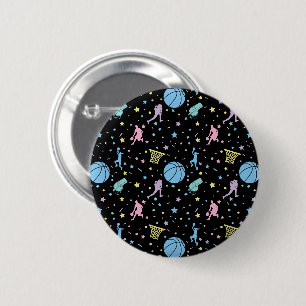 Badge Rond 5 Cm Joueuses de basket-ball - Motif d'étoiles