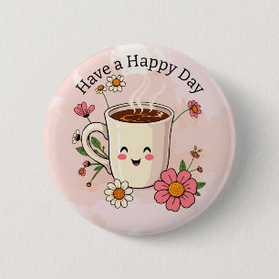 Badge Rond 5 Cm Jouez un Joyeux Jour Café mignon