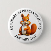 Badge Rond 5 Cm Jour d'appréciation des écureuils 21 janvier (Devant)