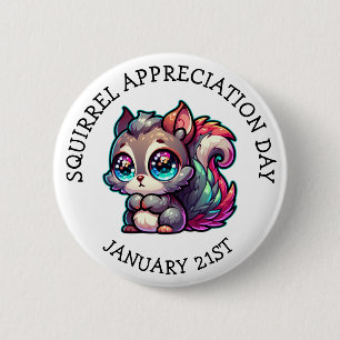 Badge Rond 5 Cm Jour d'appréciation des écureuils 21 janvier