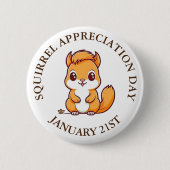 Badge Rond 5 Cm Jour d'appréciation des écureuils 21 janvier (Devant)