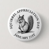 Badge Rond 5 Cm Jour d'appréciation des écureuils 21 janvier (Devant)