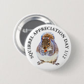 Badge Rond 5 Cm Jour d'appréciation des écureuils 21 janvier (Devant & derrière)