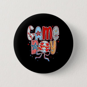 Badge Rond 5 Cm Jour de Baseball Coquette Mama À damiers Mères