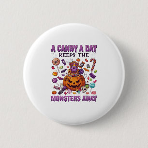 Badge Rond 5 Cm Jour de bonbons éloigne les monstres Halloween Cit