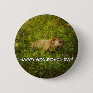 Badge Rond 5 Cm Jour de Groundhog heureux ! bouton